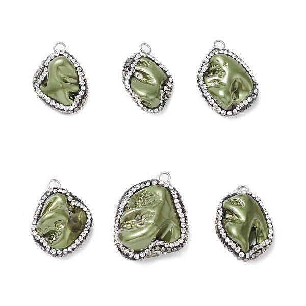 PandaHall Natural Freshwater Shell Pendants, Nuggets Charms, with Polymer Clay Rhinestone and Platinum Plated Brass Loops, Olive Drab...
PandaHall Natural Freshwater Shell Pendants, Nuggets Charms, with Polymer Clay Rhinestone and Platinum Plated Brass Loops, Olive Drab...