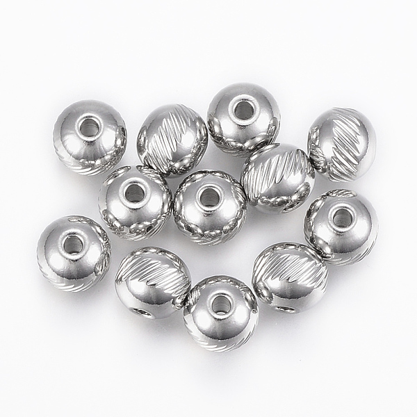 PandaHall 304 Stainless Steel Beads, Round with Twill, Stainless Steel Color, 8x7mm, Hole: 2mm 304 Stainless Steel Round
PandaHall 304 Stainless Steel Beads, Round with Twill, Stainless Steel Color, 8x7mm, Hole: 2mm 304 Stainless Steel Round