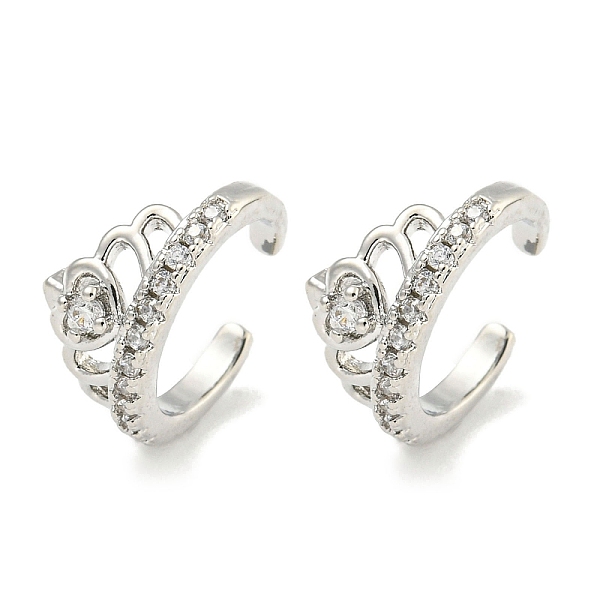 PandaHall Brass Micro Pave Cubic Zirconia Cuff Earrings, for Women, Crown, Platinum, 13.5x6.7mm Brass Crown Clear
PandaHall Brass Micro Pave Cubic Zirconia Cuff Earrings, for Women, Crown, Platinum, 13.5x6.7mm Brass Crown Clear