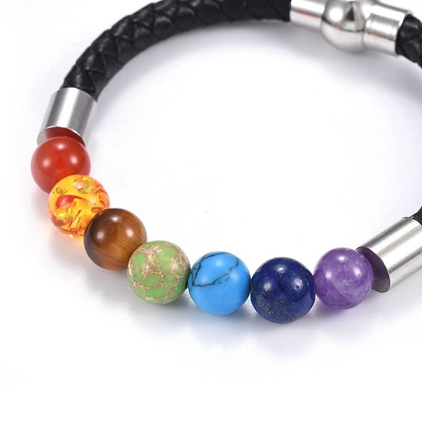 PandaHall Chakra Jewelry, Leather Cord Bracelets, with Natural & Synthetic Mixed Gemstone, Brass Magnetic Clasps and 304 Stainless Steel...
PandaHall Chakra Jewelry, Leather Cord Bracelets, with Natural & Synthetic Mixed Gemstone, Brass Magnetic Clasps and 304 Stainless Steel...