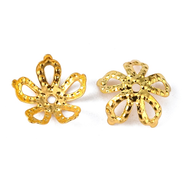 PandaHall Plated Iron Fancy Bead Caps, Flower, 5-Petal, Filigree, Golden, 8x3mm, Hole: 0.5mm, about 159~168pcs/10g Iron
PandaHall Plated Iron Fancy Bead Caps, Flower, 5-Petal, Filigree, Golden, 8x3mm, Hole: 0.5mm, about 159~168pcs/10g Iron
