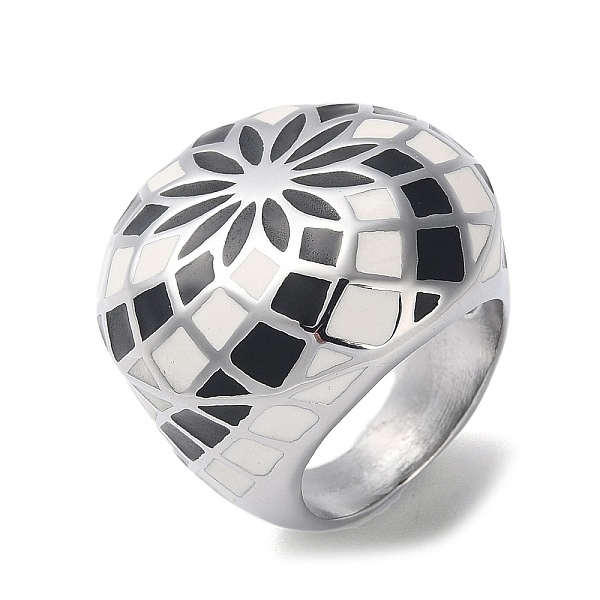 PandaHall 304 Stainless Steel Enamel Wide Band Rings for Women, Flower Pattern, Stainless Steel Color, US Size 7(17.3mm) Stainless Steel
PandaHall 304 Stainless Steel Enamel Wide Band Rings for Women, Flower Pattern, Stainless Steel Color, US Size 7(17.3mm) Stainless Steel