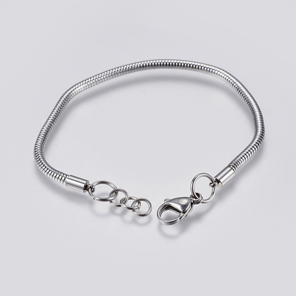 PandaHall 304 Stainless Steel Round Snake Chain Bracelet Making, with Lobster Claw Clasps, Stainless Steel Color, 8-1/8 inch(20.5cm), 3mm...
PandaHall 304 Stainless Steel Round Snake Chain Bracelet Making, with Lobster Claw Clasps, Stainless Steel Color, 8-1/8 inch(20.5cm), 3mm...