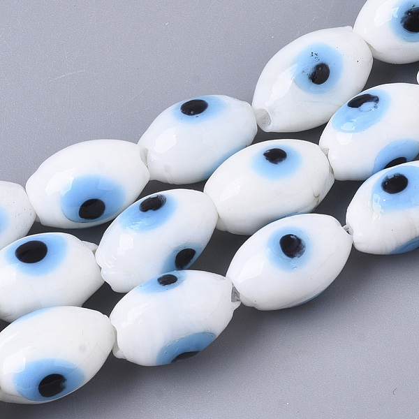 PandaHall Handmade Evil Eye Lampwork Beads Strands, Rice, White, 8~9x13~14mm, Hole: 1.8mm, about 30pcs/strand, 15.16 inch(38.5cm) Lampwork...
PandaHall Handmade Evil Eye Lampwork Beads Strands, Rice, White, 8~9x13~14mm, Hole: 1.8mm, about 30pcs/strand, 15.16 inch(38.5cm) Lampwork...