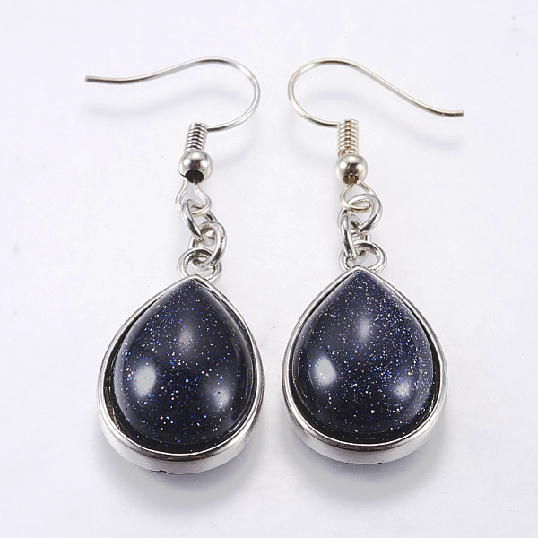 PandaHall Synthetic Blue Goldstone Dangle Earrings, with Brass Earring Hooks, teardrop, Platinum, 48mm, Pin: 0.5mm Blue Goldstone
PandaHall Synthetic Blue Goldstone Dangle Earrings, with Brass Earring Hooks, teardrop, Platinum, 48mm, Pin: 0.5mm Blue Goldstone