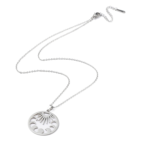 PandaHall 201 Stainless Steel Sun with Moon Phase Pendant Necklace with Cable Chains, Stainless Steel Color, 17.72 inch(45cm) 201 Stainless...
PandaHall 201 Stainless Steel Sun with Moon Phase Pendant Necklace with Cable Chains, Stainless Steel Color, 17.72 inch(45cm) 201 Stainless...