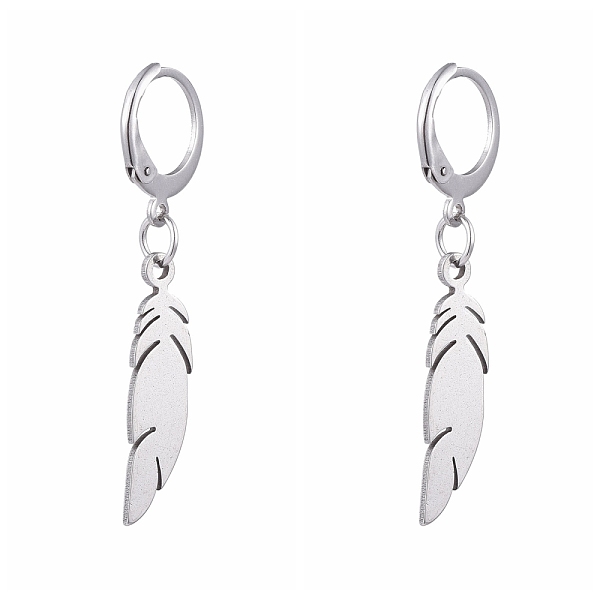 PandaHall 304 Stainless Steel Leverback Earrings, with 201 Stainless Steel Pendants, Feather, Stainless Steel Color, 40mm, Pin: 0.6x0.8mm...
PandaHall 304 Stainless Steel Leverback Earrings, with 201 Stainless Steel Pendants, Feather, Stainless Steel Color, 40mm, Pin: 0.6x0.8mm...