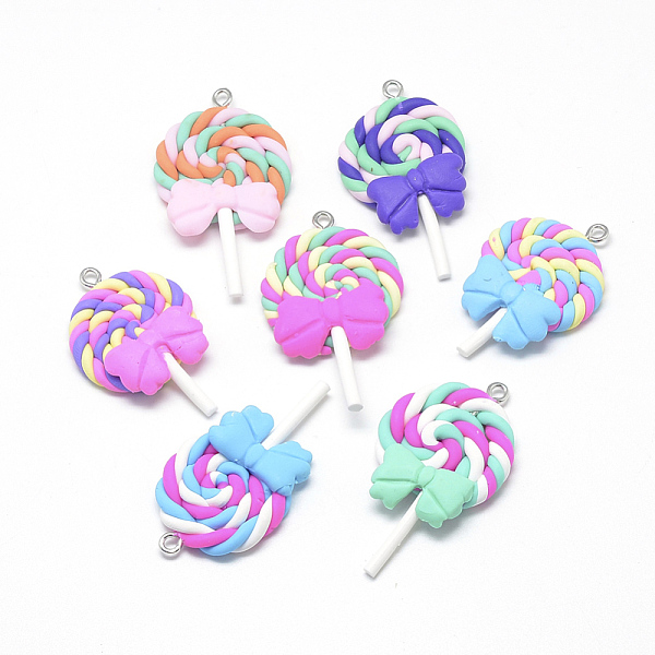 PandaHall Handmade Polymer Clay Pendants, Lollipop with Bowknot, Mixed Color, 40~53x27~30x7~9mm, Hole: 2mm Polymer Clay Candy Multicolor
PandaHall Handmade Polymer Clay Pendants, Lollipop with Bowknot, Mixed Color, 40~53x27~30x7~9mm, Hole: 2mm Polymer Clay Candy Multicolor