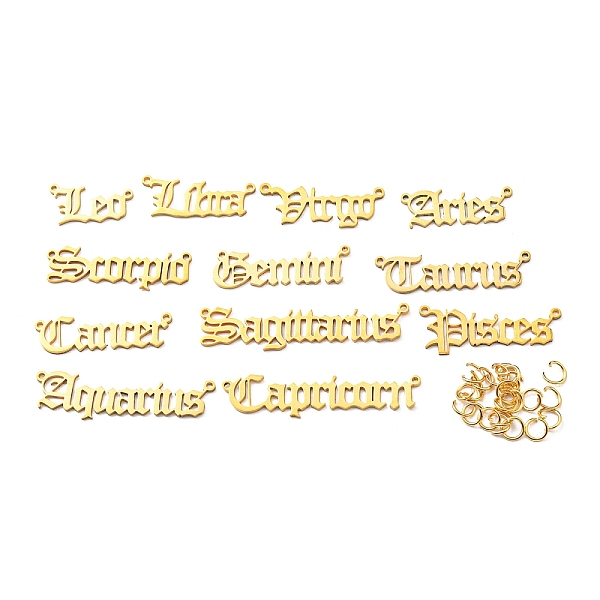 PandaHall 12Pcs 12 Style Ion Plating(IP) 201 Stainless Steel Connector Charms, Twelve Constellations, Old English, Laser Cut, with 25Pcs...
PandaHall 12Pcs 12 Style Ion Plating(IP) 201 Stainless Steel Connector Charms, Twelve Constellations, Old English, Laser Cut, with 25Pcs...