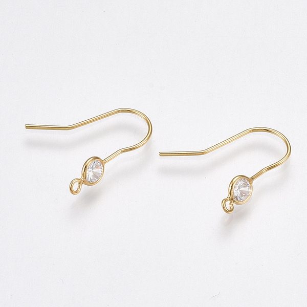 PandaHall Brass Earring Hooks, with Cubic Zirconia and Vertical Loop, Nickel Free, Real 18K Gold Plated, 18x4.5mm, Hole: 1mm, 20 Gauge, Pin..., Clear
PandaHall Brass Earring Hooks, with Cubic Zirconia and Vertical Loop, Nickel Free, Real 18K Gold Plated, 18x4.5mm, Hole: 1mm, 20 Gauge, Pin..., Clear