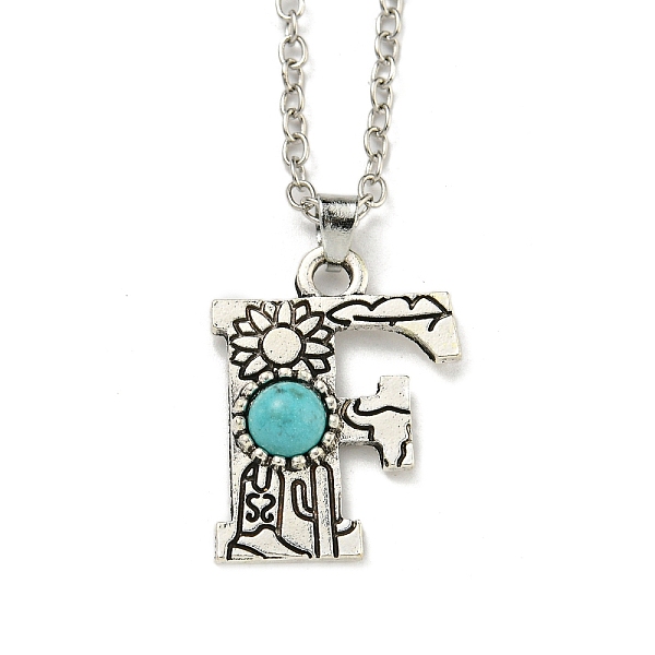 PandaHall Letter A~Z Antique Silver Plated Alloy with Synthetic Turquoise Pendant Necklaces, with Iron Cable Chains, Letter F, 18.70 inch...
PandaHall Letter A~Z Antique Silver Plated Alloy with Synthetic Turquoise Pendant Necklaces, with Iron Cable Chains, Letter F, 18.70 inch...