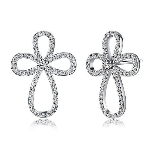 PandaHall Brass Cubic Zirconia Stud Earrings, Cross, White, Platinum, 23x17mm Cubic Zirconia Clear
PandaHall Brass Cubic Zirconia Stud Earrings, Cross, White, Platinum, 23x17mm Cubic Zirconia Clear
