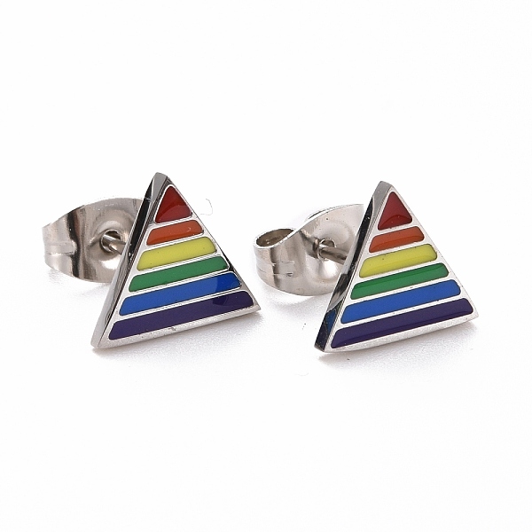 PandaHall Pride Style 201 Stainless Steel Stud Earrings, with Enamel and Alloy Ear Nuts, Triangle, Colorful, Stainless Steel Color, 8x9.5mm...
PandaHall Pride Style 201 Stainless Steel Stud Earrings, with Enamel and Alloy Ear Nuts, Triangle, Colorful, Stainless Steel Color, 8x9.5mm...