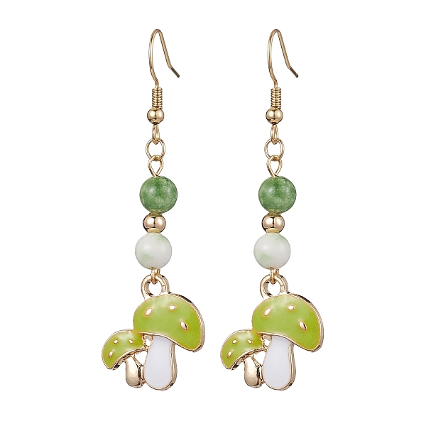 PandaHall Real 18K Gold Plated Alloy Enamel Dangle Earrings, with Natural Dyed White Jade Round Beaded, Mushroom, 60x18mm White Jade..., Green
PandaHall Real 18K Gold Plated Alloy Enamel Dangle Earrings, with Natural Dyed White Jade Round Beaded, Mushroom, 60x18mm White Jade..., Green