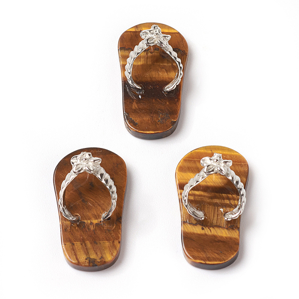 PandaHall Natural Tiger Eye Pendants, with Platinum Tone Brass Findings, Flip Flops, 22~24x12x7~8mm, Hole: 2mm and 5~7mm Tiger Eye Shoes
PandaHall Natural Tiger Eye Pendants, with Platinum Tone Brass Findings, Flip Flops, 22~24x12x7~8mm, Hole: 2mm and 5~7mm Tiger Eye Shoes