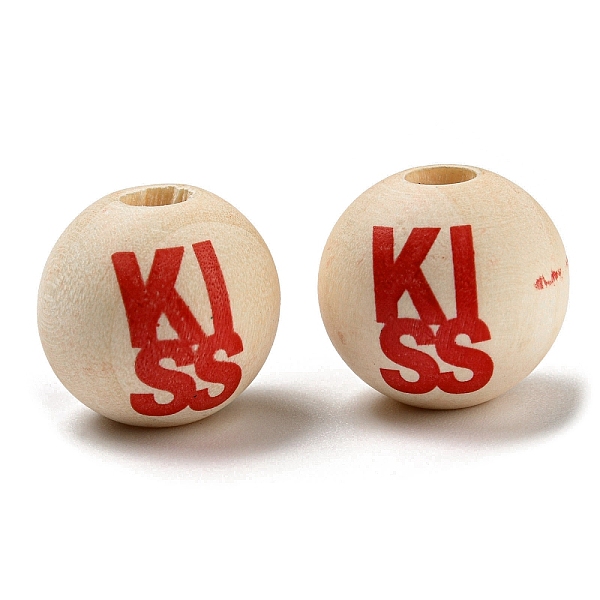 PandaHall Printed Wood Beads, Valentine's Day Round Beads with Word Kiss, Undyed, BurlyWood, 16mm, Hole: 3~4.4mm Schima Wood Round Orange
PandaHall Printed Wood Beads, Valentine's Day Round Beads with Word Kiss, Undyed, BurlyWood, 16mm, Hole: 3~4.4mm Schima Wood Round Orange