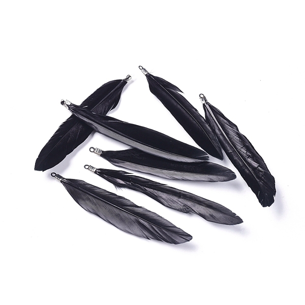 PandaHall Goose Feather Pendants, Big Pendants, with Iron Findings, Platinum, Dyed, Black, 72~82x12~19mm, Hole: 1.5mm Feather Feather Black
PandaHall Goose Feather Pendants, Big Pendants, with Iron Findings, Platinum, Dyed, Black, 72~82x12~19mm, Hole: 1.5mm Feather Feather Black