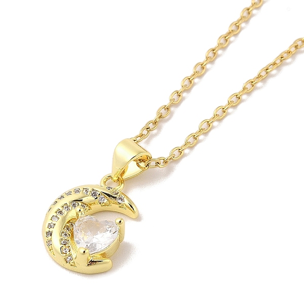 PandaHall 304 Stainless Steel Pendant Necklaces, Brass Micro Pave Clear Cubic Zirconia Pendant Necklaces, Moon, 17.40 inch(44.2cm) Pendant..., Silver
PandaHall 304 Stainless Steel Pendant Necklaces, Brass Micro Pave Clear Cubic Zirconia Pendant Necklaces, Moon, 17.40 inch(44.2cm) Pendant..., Silver