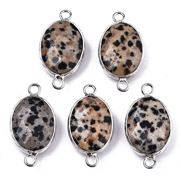 PandaHall Natural Dalmatian Jasper Links/Connectors, Platinum Tone Brass Edge, Faceted Oval, 27.5x14~15x6mm, Hole: 2mm Dalmatian Jasper Oval
PandaHall Natural Dalmatian Jasper Links/Connectors, Platinum Tone Brass Edge, Faceted Oval, 27.5x14~15x6mm, Hole: 2mm Dalmatian Jasper Oval