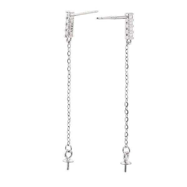 PandaHall 925 Sterling Silver Stud Earring Findings Micro Pave Cubic Zirconia, for Half Drilled Beads, with S925 Stamp, Cuboid with Chain..., Clear
PandaHall 925 Sterling Silver Stud Earring Findings Micro Pave Cubic Zirconia, for Half Drilled Beads, with S925 Stamp, Cuboid with Chain..., Clear