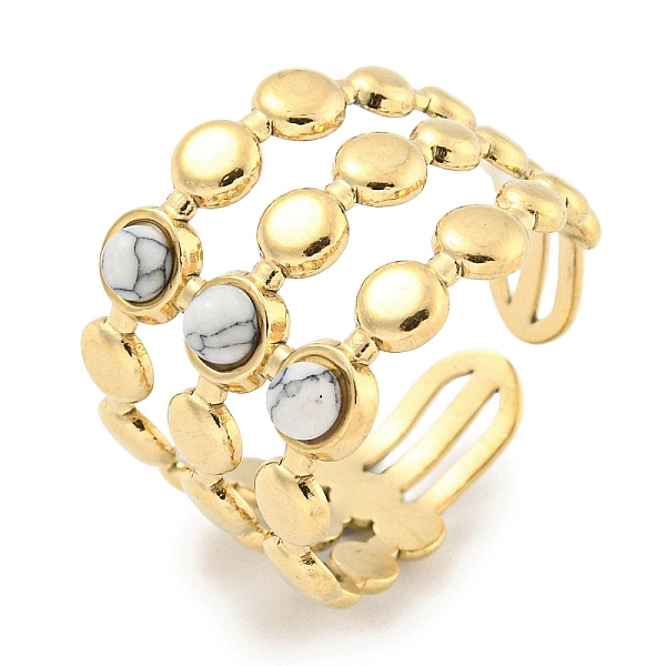 PandaHall Ion Plating(IP) 304 Stainless Steel Synthetic Turquoise Cuff Rings, Round Wide Band Open Rings for Women Men, Real 18K Gold Plated...
PandaHall Ion Plating(IP) 304 Stainless Steel Synthetic Turquoise Cuff Rings, Round Wide Band Open Rings for Women Men, Real 18K Gold Plated...