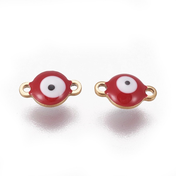 PandaHall Ion Plating(IP) 304 Stainless Steel Enamel Links connectors, Flat Round with Evil Eye, Golden, FireBrick, 9.5x6x3.5mm, Hole: 1.2mm..., Red
PandaHall Ion Plating(IP) 304 Stainless Steel Enamel Links connectors, Flat Round with Evil Eye, Golden, FireBrick, 9.5x6x3.5mm, Hole: 1.2mm..., Red
