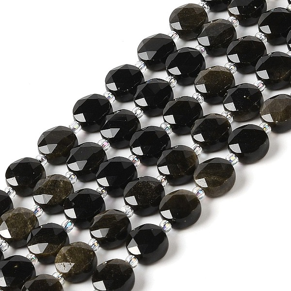 PandaHall Natural Golden Sheen Obsidian Bead Strands, Faceted, Flat Round, 10~10.5x10.5~11x5.5~6mm, Hole: 1mm, about 29pcs/strand, 14.76...
PandaHall Natural Golden Sheen Obsidian Bead Strands, Faceted, Flat Round, 10~10.5x10.5~11x5.5~6mm, Hole: 1mm, about 29pcs/strand, 14.76...
