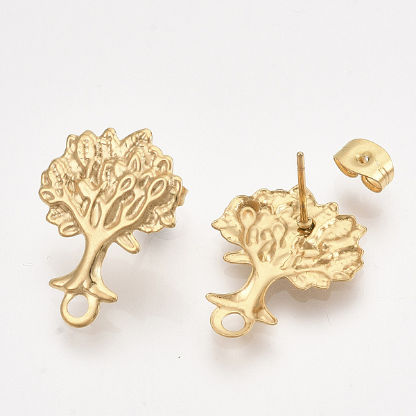 PandaHall 304 Stainless Steel Stud Earring Findings, with Loop and Ear Nuts/Earring Backs, Tree, Golden, 22x17mm, Hole: 2mm, Pin: 0.8mm 304...
PandaHall 304 Stainless Steel Stud Earring Findings, with Loop and Ear Nuts/Earring Backs, Tree, Golden, 22x17mm, Hole: 2mm, Pin: 0.8mm 304...