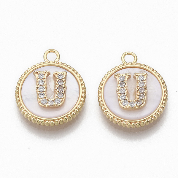PandaHall Brass Micro Pave Cubic Zirconia Pendants, with Shell, Flat Round with Letter, Nickel Free, Clear, Creamy White, Real 18K Gold...
PandaHall Brass Micro Pave Cubic Zirconia Pendants, with Shell, Flat Round with Letter, Nickel Free, Clear, Creamy White, Real 18K Gold...