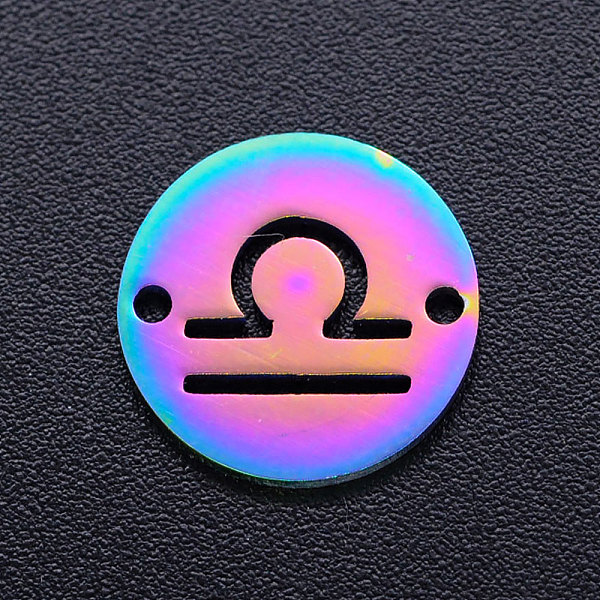 PandaHall Ion Plating(IP) 201 Stainless Steel Links, Flat Round with Constellation/Zodiac Sign, Rainbow Color, Libra, 12x1mm, Hole: 1.2mm...
PandaHall Ion Plating(IP) 201 Stainless Steel Links, Flat Round with Constellation/Zodiac Sign, Rainbow Color, Libra, 12x1mm, Hole: 1.2mm...