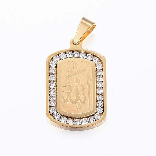PandaHall 304 Stainless Steel Crystal Rhinestone Rectangle with Allah Pendants, Arabic Pendants, Golden, 32x20x3mm, Hole: 4.5x9mm Stainless..., Clear
PandaHall 304 Stainless Steel Crystal Rhinestone Rectangle with Allah Pendants, Arabic Pendants, Golden, 32x20x3mm, Hole: 4.5x9mm Stainless..., Clear