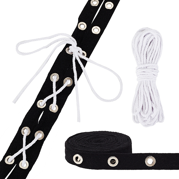PandaHall AHADERMAKER 5 Yard Cotton Herringbone Ribbon, Eyelet Twill Tape, for Clothing Accessories, with 10m Cotton String Threads, Black...
PandaHall AHADERMAKER 5 Yard Cotton Herringbone Ribbon, Eyelet Twill Tape, for Clothing Accessories, with 10m Cotton String Threads, Black...
