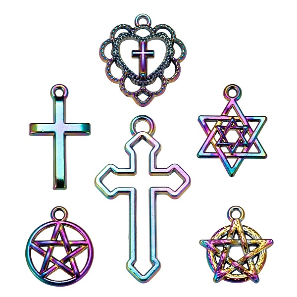PandaHall 24Pcs 6 Style Rainbow Color Alloy Pendants, Cadmium Free & Nickel Free & Lead Free, Cross, Star of David, Ring, Heart with Cross...
PandaHall 24Pcs 6 Style Rainbow Color Alloy Pendants, Cadmium Free & Nickel Free & Lead Free, Cross, Star of David, Ring, Heart with Cross...