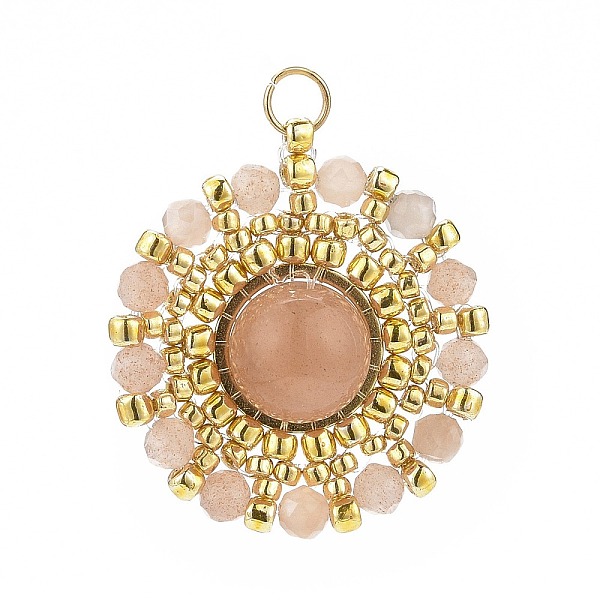 PandaHall Handmade Japanese Seed Beads Pendants, Braided Natural Sunstone Flower Charm, Faceted, 24.5x22~23x8mm, Inner Diameter: 3mm..., Gold
PandaHall Handmade Japanese Seed Beads Pendants, Braided Natural Sunstone Flower Charm, Faceted, 24.5x22~23x8mm, Inner Diameter: 3mm..., Gold