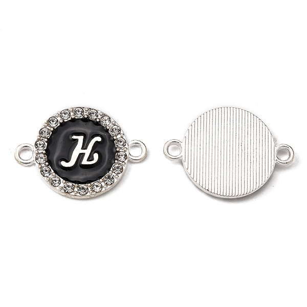 PandaHall Alloy Enamel Links Connectors, with Crystal Rhinestones, Flat Round with Letter, Silver Color Plated, Letter.H, 22x16x2mm, Hole..., Black
PandaHall Alloy Enamel Links Connectors, with Crystal Rhinestones, Flat Round with Letter, Silver Color Plated, Letter.H, 22x16x2mm, Hole..., Black