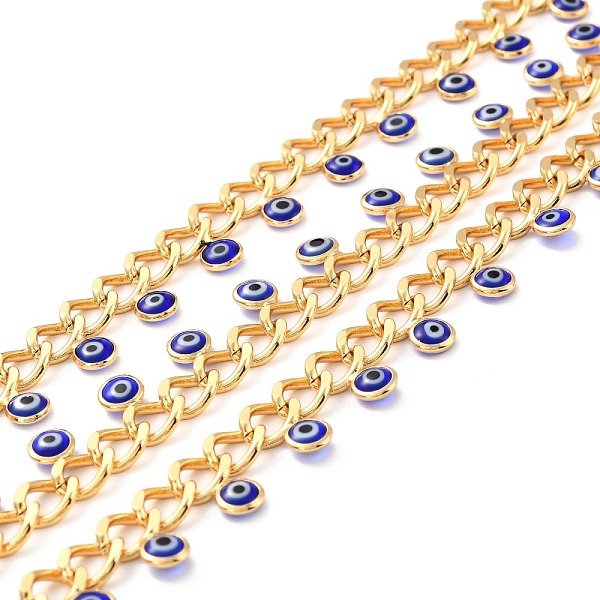 PandaHall Handmade Brass Faceted Curb Chains, With Enamel Charm, Real 18K Gold Plated, Unwelded, Flat Round with Evil Eye, with Spool, Dark...
PandaHall Handmade Brass Faceted Curb Chains, With Enamel Charm, Real 18K Gold Plated, Unwelded, Flat Round with Evil Eye, with Spool, Dark...