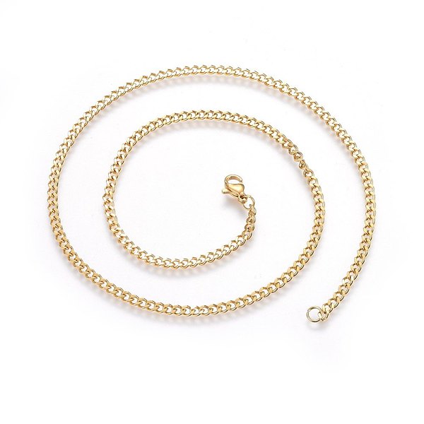 PandaHall 304 Stainless Steel Curb Chain Necklaces, with Lobster Clasps, Golden, 17.72 inch(45cm) 304 Stainless Steel
PandaHall 304 Stainless Steel Curb Chain Necklaces, with Lobster Clasps, Golden, 17.72 inch(45cm) 304 Stainless Steel