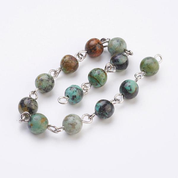 PandaHall Handmade Natural African Turquoise(Jasper) Beaded Chains, Unwelded, with Iron Eye Pin, Platinum, 39.37 inch, 1m/strand Natural...
PandaHall Handmade Natural African Turquoise(Jasper) Beaded Chains, Unwelded, with Iron Eye Pin, Platinum, 39.37 inch, 1m/strand Natural...