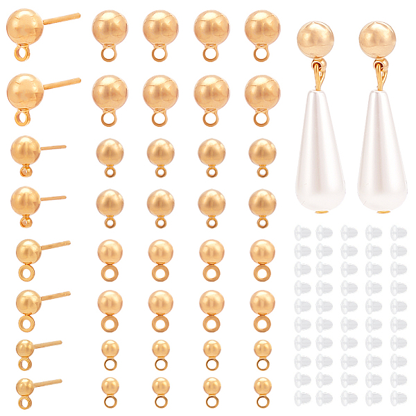 PandaHall BENECREAT 40Pcs 4 Size Rack Plating Brass Ball Stud Earring Post, with Horizontal Loops and 50Pcs Plastic Ear Nuts, Light Gold...
PandaHall BENECREAT 40Pcs 4 Size Rack Plating Brass Ball Stud Earring Post, with Horizontal Loops and 50Pcs Plastic Ear Nuts, Light Gold...