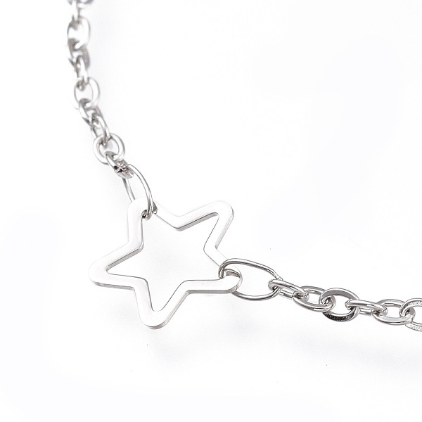 PandaHall 304 Stainless Steel Cable Chain Anklets, with Moon & Star Links and Lobster Claw Clasps, Stainless Steel Color, 9-1/8 inch(23cm)...
PandaHall 304 Stainless Steel Cable Chain Anklets, with Moon & Star Links and Lobster Claw Clasps, Stainless Steel Color, 9-1/8 inch(23cm)...