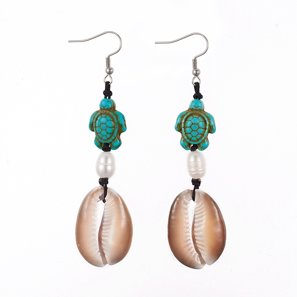 PandaHall Dangle Earrings, with Natural Cowrie Shell, Cultured Freshwater Pearl, Turtle Synthetic Turquoise and 316 Surgical Stainless Steel...
PandaHall Dangle Earrings, with Natural Cowrie Shell, Cultured Freshwater Pearl, Turtle Synthetic Turquoise and 316 Surgical Stainless Steel...