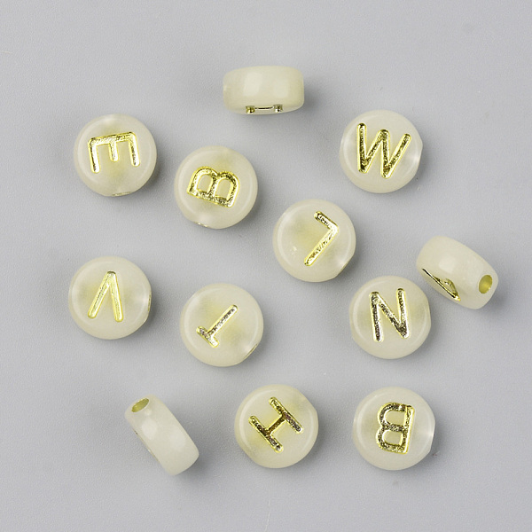 PandaHall Luminous Acrylic Beads, Metal Enlaced, Horizontal Hole, Flat Round with Letter, Mixed, 9.5x4.5mm, Hole: 2mm Acrylic Flat Round
PandaHall Luminous Acrylic Beads, Metal Enlaced, Horizontal Hole, Flat Round with Letter, Mixed, 9.5x4.5mm, Hole: 2mm Acrylic Flat Round