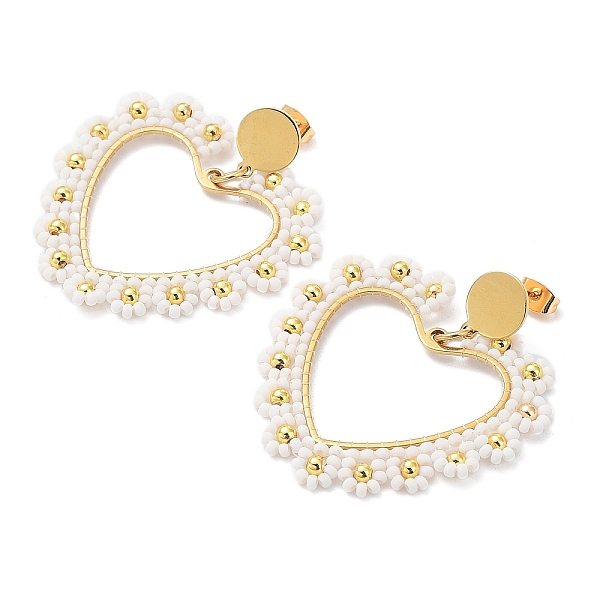 PandaHall Vacuum Plating 304 Stainless Steel Heart Dangle Stud Earrings, Glass Seed Beaded Flower Earrings, White, 48mm Glass Heart White
PandaHall Vacuum Plating 304 Stainless Steel Heart Dangle Stud Earrings, Glass Seed Beaded Flower Earrings, White, 48mm Glass Heart White