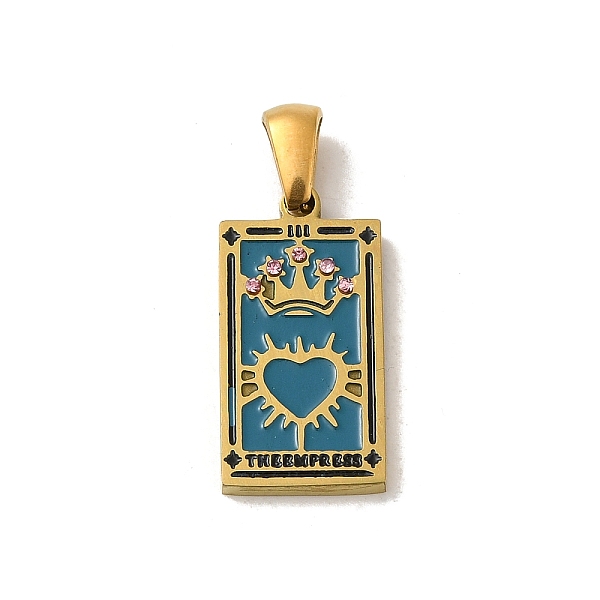 PandaHall 304 Stainless Steel Pendants, with Enamel and Glass Rhinestone, Rectangle with Tarot Charm, Golden, Turquoise, 19x10.5x2.5mm, Hole..., Green
PandaHall 304 Stainless Steel Pendants, with Enamel and Glass Rhinestone, Rectangle with Tarot Charm, Golden, Turquoise, 19x10.5x2.5mm, Hole..., Green