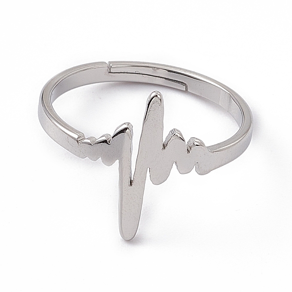 PandaHall 201 Stainless Steel Heart Beat Adjustable Ring for Women, Stainless Steel Color, US Size 6 1/4(16.7mm) 201 Stainless Steel
PandaHall 201 Stainless Steel Heart Beat Adjustable Ring for Women, Stainless Steel Color, US Size 6 1/4(16.7mm) 201 Stainless Steel