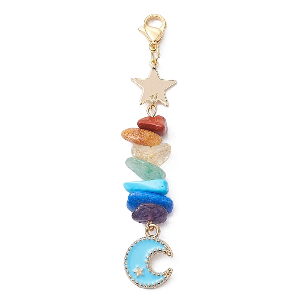 PandaHall Moon Alloy Enamel Pendant Decorations, with Chakra Gemstone Chips & Brass Star Link and 304 Stainless Steel Lobster Claw Clasps...
PandaHall Moon Alloy Enamel Pendant Decorations, with Chakra Gemstone Chips & Brass Star Link and 304 Stainless Steel Lobster Claw Clasps...