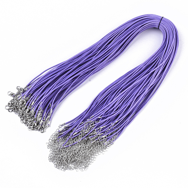 PandaHall Waxed Cotton Cord Necklace Making, with Alloy Lobster Claw Clasps and Iron End Chains, Platinum, Medium Orchid, 44~48cm, 1.5mm..., Purple
PandaHall Waxed Cotton Cord Necklace Making, with Alloy Lobster Claw Clasps and Iron End Chains, Platinum, Medium Orchid, 44~48cm, 1.5mm..., Purple