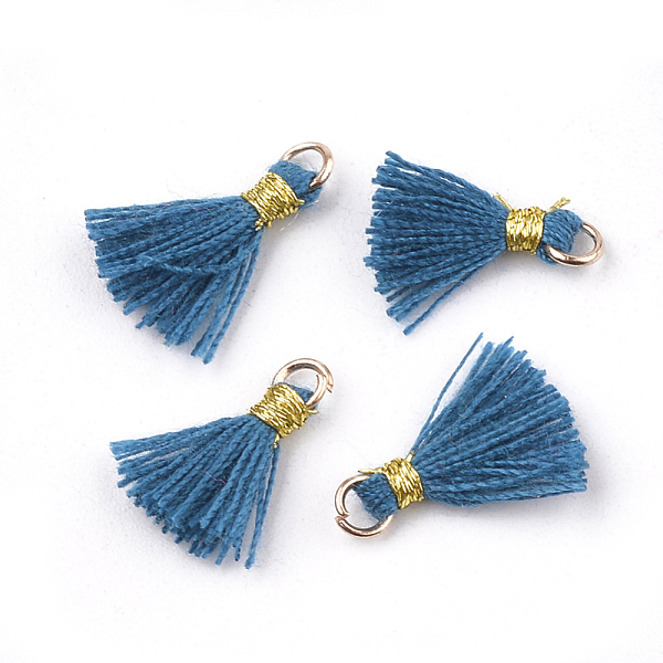 PandaHall Polycotton(Polyester Cotton) Tassel Pendant Decorations, with Iron Findings and Metallic Cord, Light Gold, Steel Blue, 10~15x2~3mm...
PandaHall Polycotton(Polyester Cotton) Tassel Pendant Decorations, with Iron Findings and Metallic Cord, Light Gold, Steel Blue, 10~15x2~3mm...