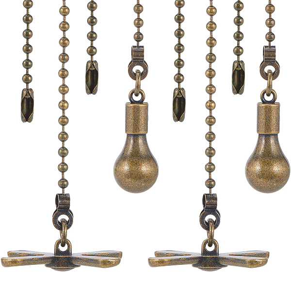 PandaHall Alloy Ceiling Fan Pull Chain Extenders, with Ball Chains, Fan & Bulb Pendant, Antique Bronze, 344~350x3mm, 2pcs/set Alloy Mixed...
PandaHall Alloy Ceiling Fan Pull Chain Extenders, with Ball Chains, Fan & Bulb Pendant, Antique Bronze, 344~350x3mm, 2pcs/set Alloy Mixed...