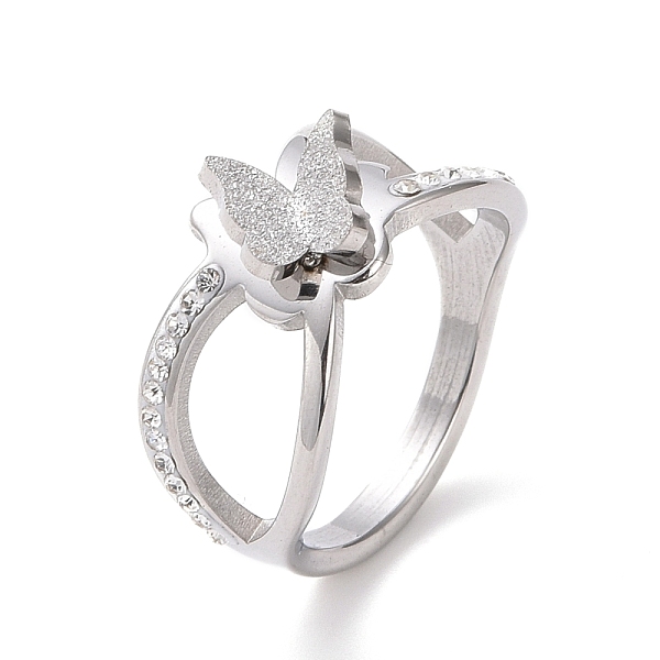 PandaHall Crystal Rhinestone Criss Cross with Butterfly Finger Ring, 304 Stainless Steel Jewelry for Women, Stainless Steel Color, US Size 6..., Clear
PandaHall Crystal Rhinestone Criss Cross with Butterfly Finger Ring, 304 Stainless Steel Jewelry for Women, Stainless Steel Color, US Size 6..., Clear
